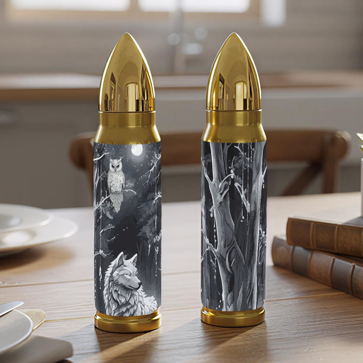 Ethereal Wolf in the Moonlight 16OZ Stainless Steel Tumbler (Made in USA)