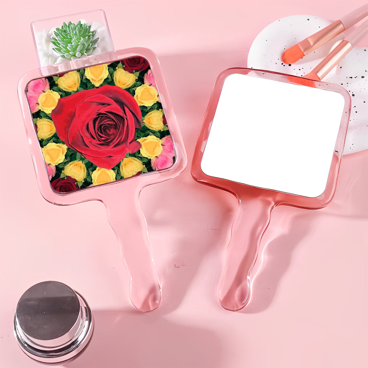 Red Rose Cute Handheld Makeup Mirror