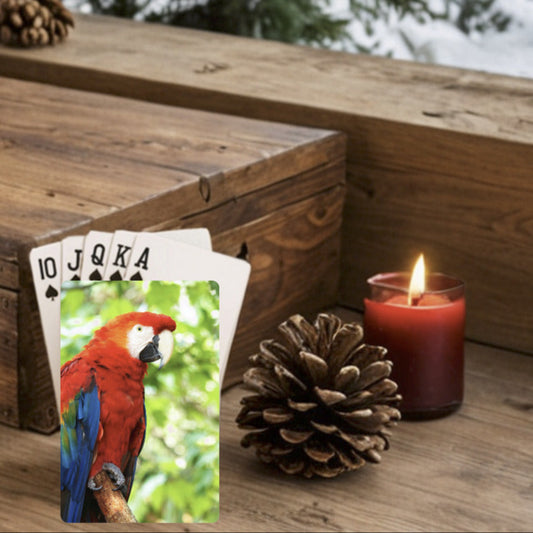 Red Macaw Bird Custom Playing Cards