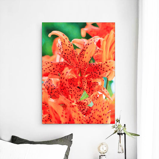 Orange Tiger Lily Frameless Mural Wall Art in 3 Sizes