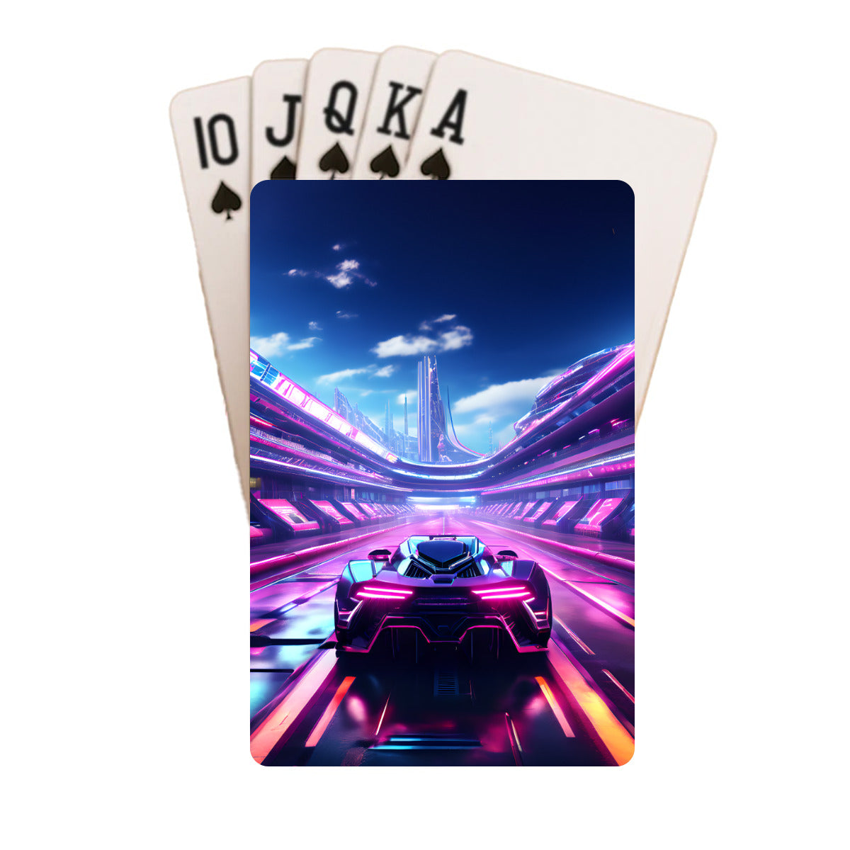 Futuristic Race Car Custom Playing Cards