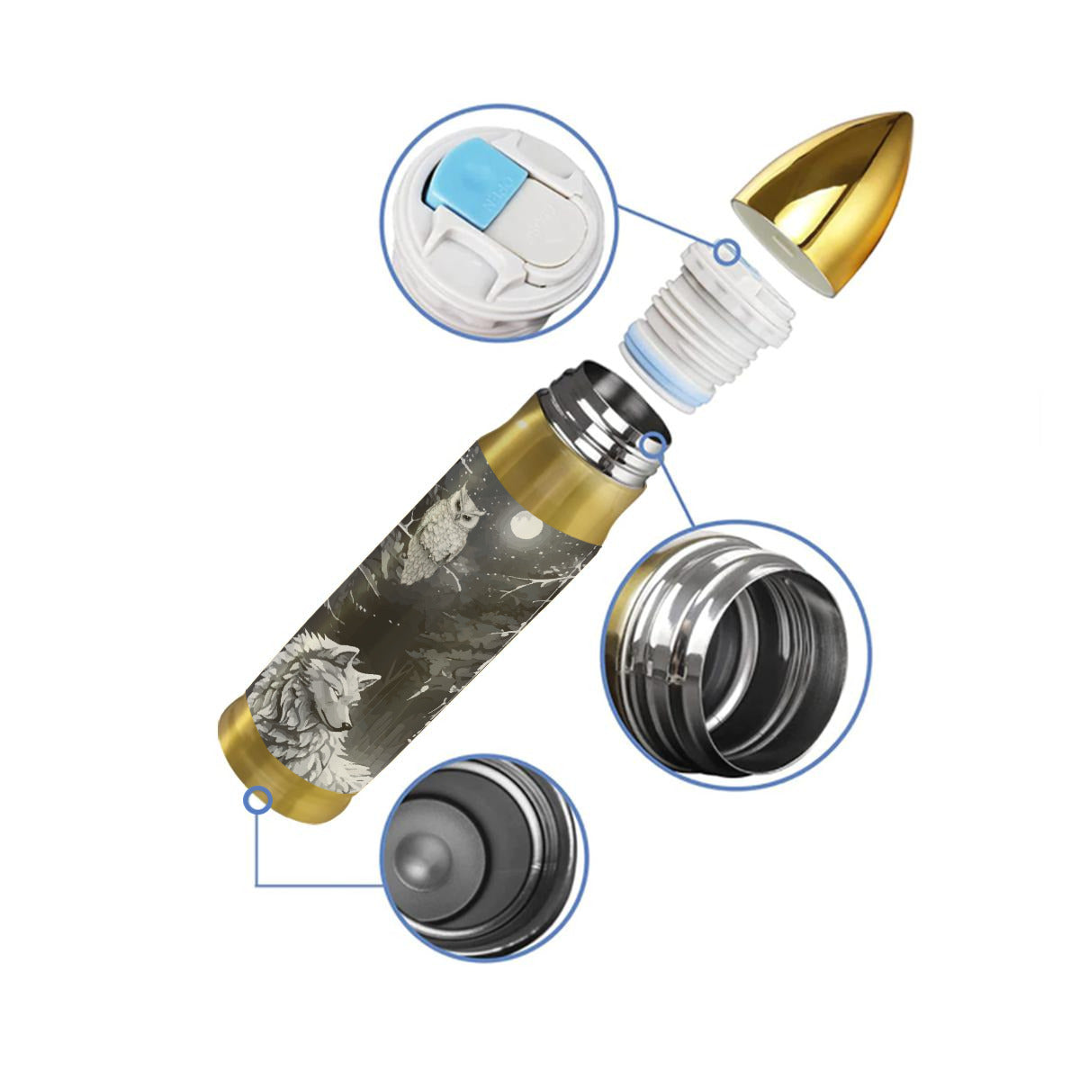 Ethereal Wolf in the Moonlight 16OZ Stainless Steel Tumbler (Made in USA)