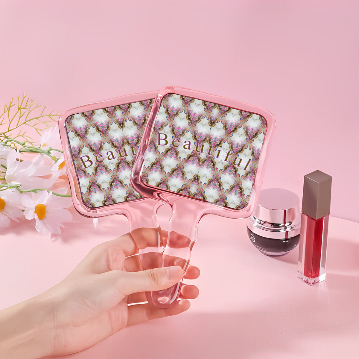 Beautiful Diamond Design Handheld Makeup Mirror