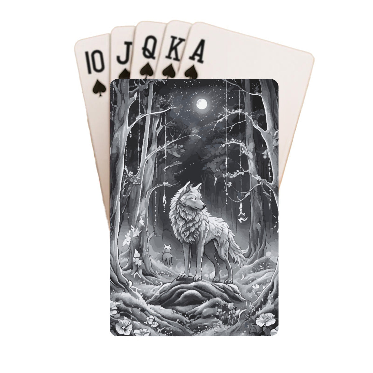 Ethereal Wolf in the Moonlight Custom Playing Cards