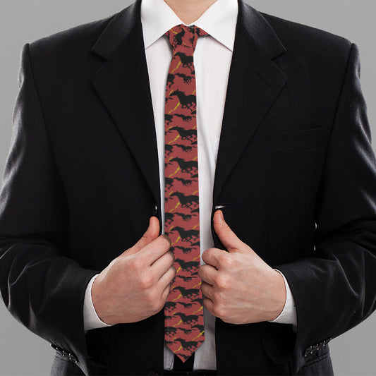 Horses and Lightning Red Fashion Necktie
