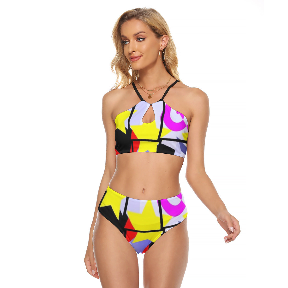 1980's Style Printed Cami Keyhole 2-piece Swimsuit