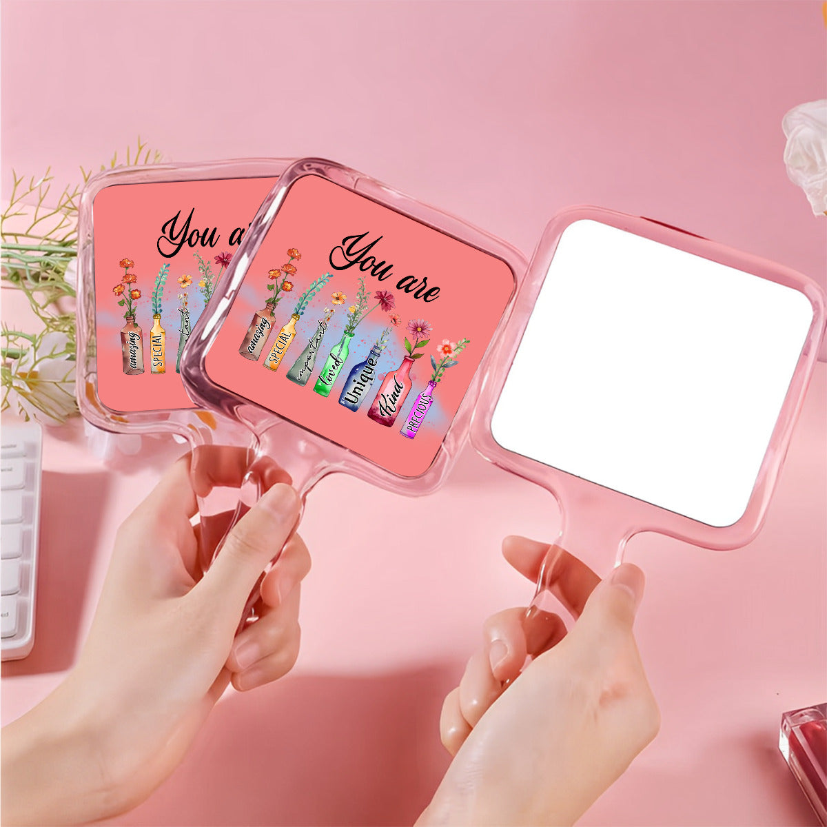 You Are Unique Cute Handheld Makeup Mirror