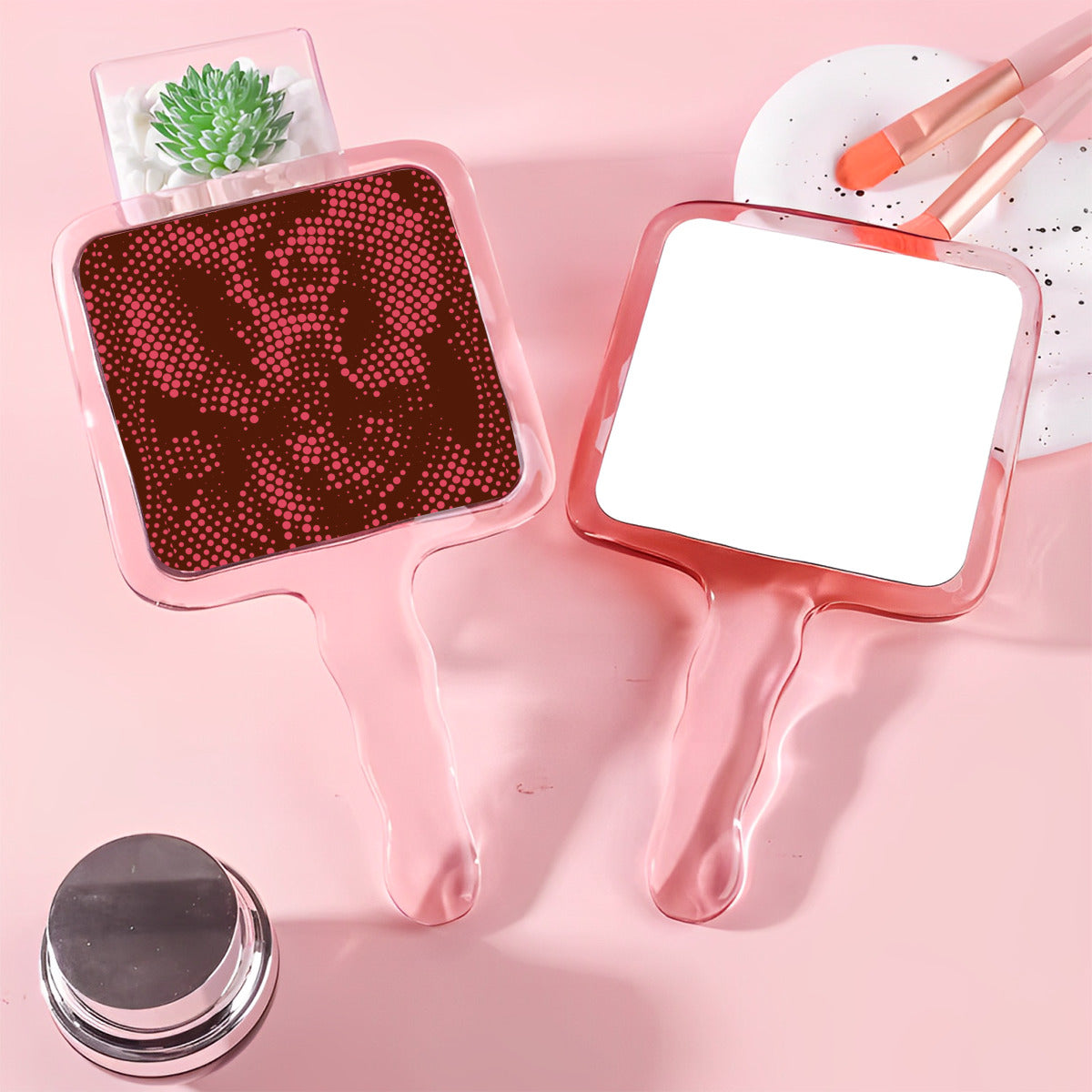 Dotted Elephant Design Cute Handheld Makeup Mirror