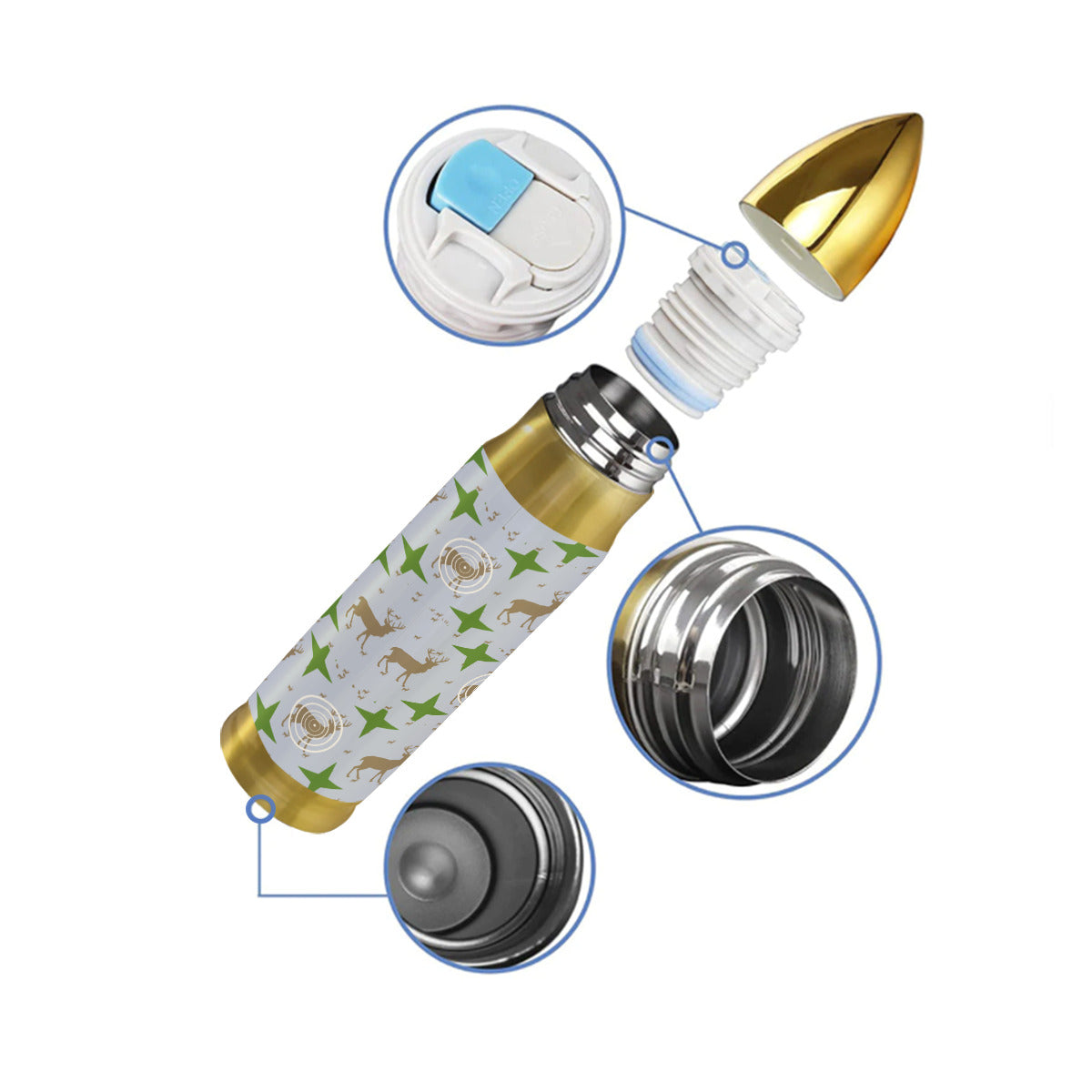 Deer Hunter Bullet Shaped 16OZ Stainless Steel Tumbler