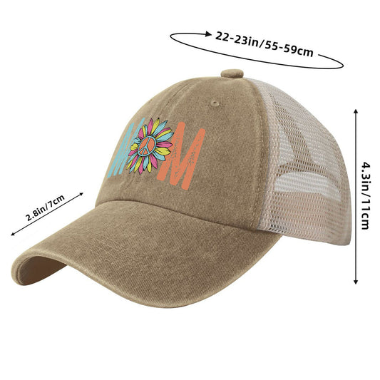 MOM Vintage Washed Denim Mesh Trucker's Cap