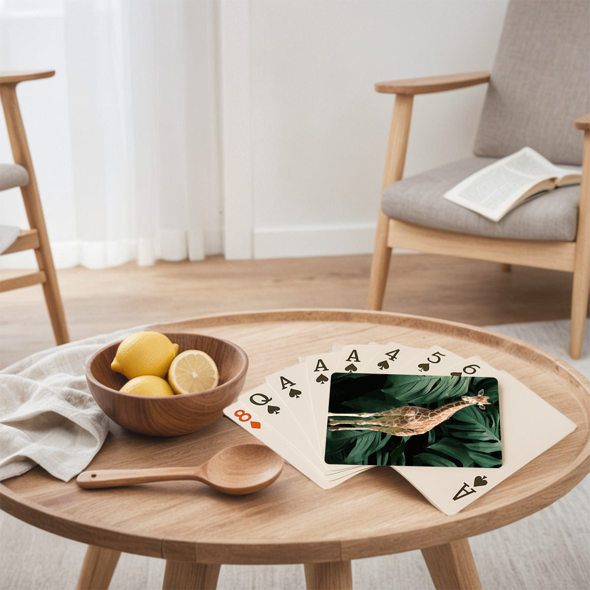 Tall Giraffe Surrounded by Greenery Custom Playing Cards