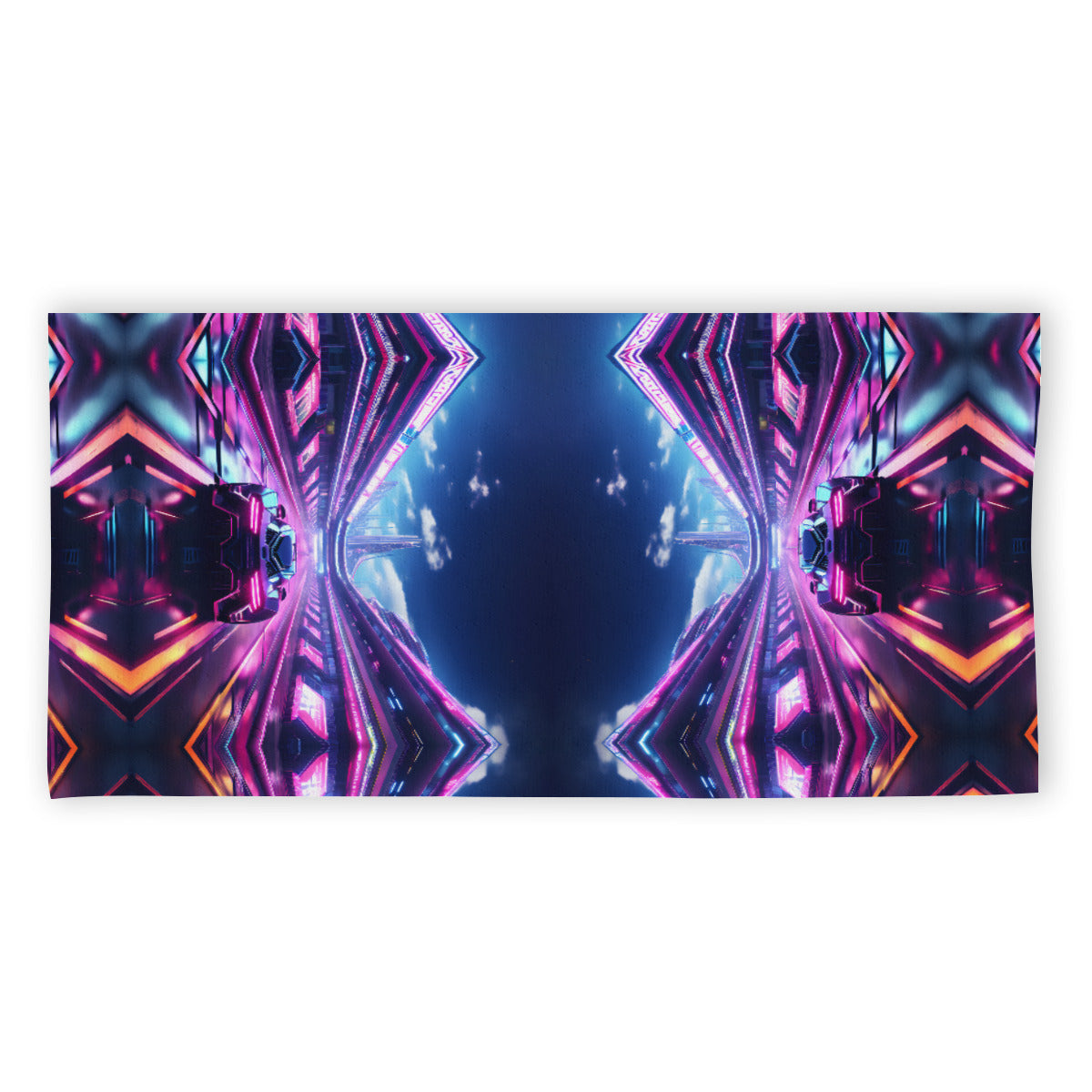 Boy's Futuristic Neon Race Cars Beach Towel | Printed in USA