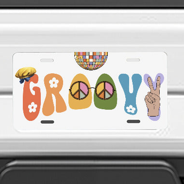 Groovy Design Car Aluminum License Plate (Made in the USA)