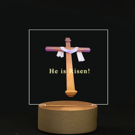 He is Risen! Cross Square Acrylic with LED Lights