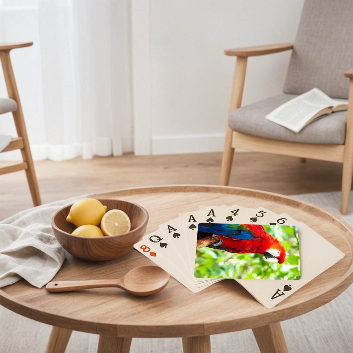 Red Macaw Bird Custom Playing Cards