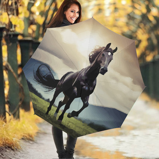 Wild Black Horse Printed Umbrella