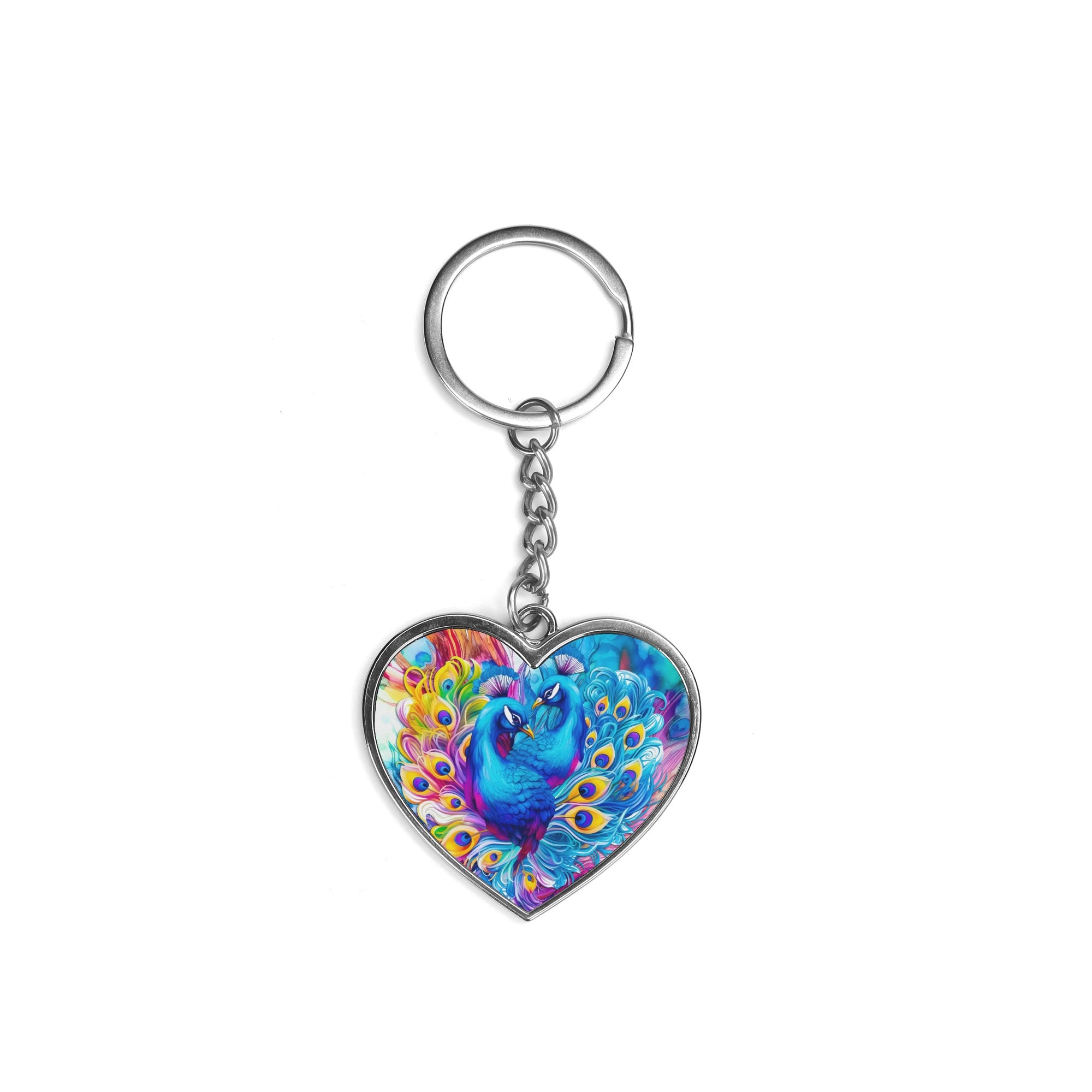 Beautiful Peacocks  Double-Sided Heart Shaped Keychain