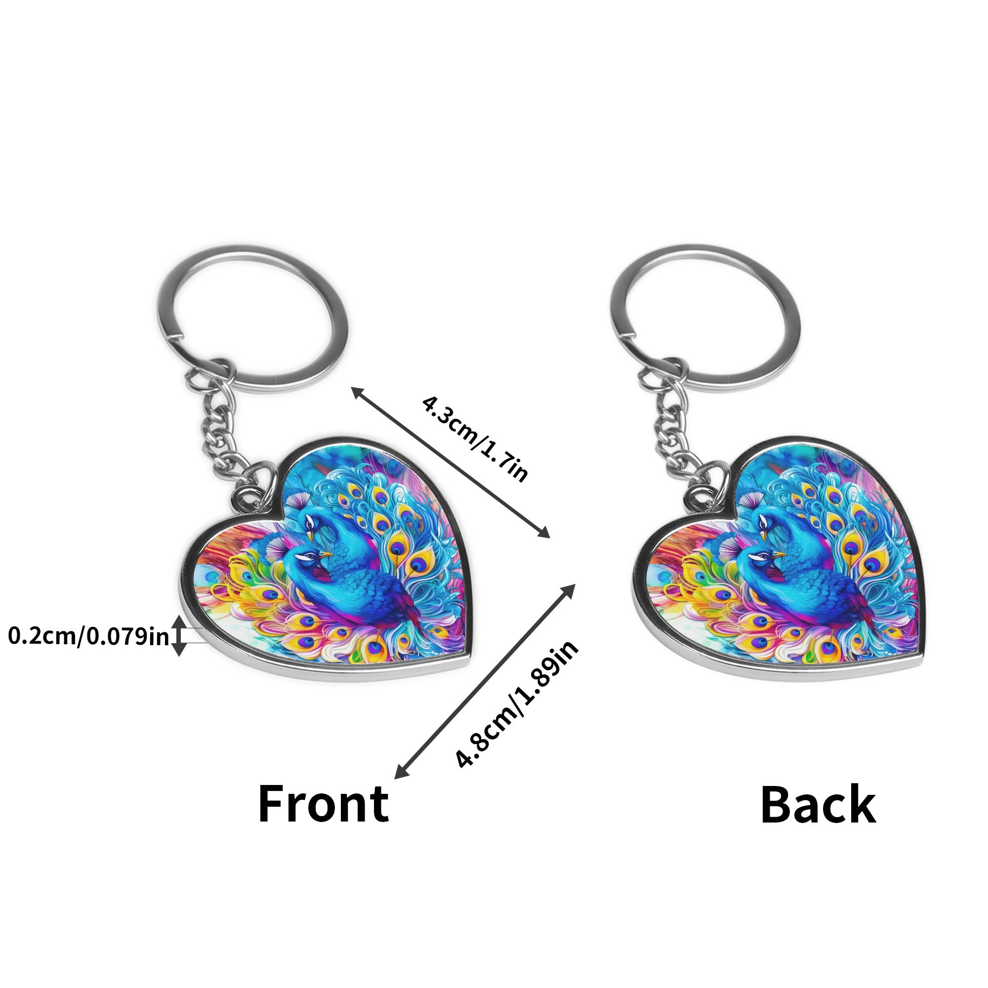 Beautiful Peacocks  Double-Sided Heart Shaped Keychain