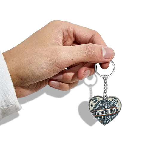 Happy Father's Day Double-Sided Heart Shaped Keychain