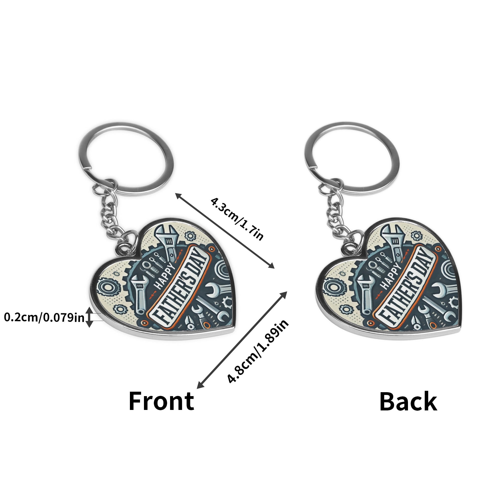 Happy Father's Day Double-Sided Heart Shaped Keychain