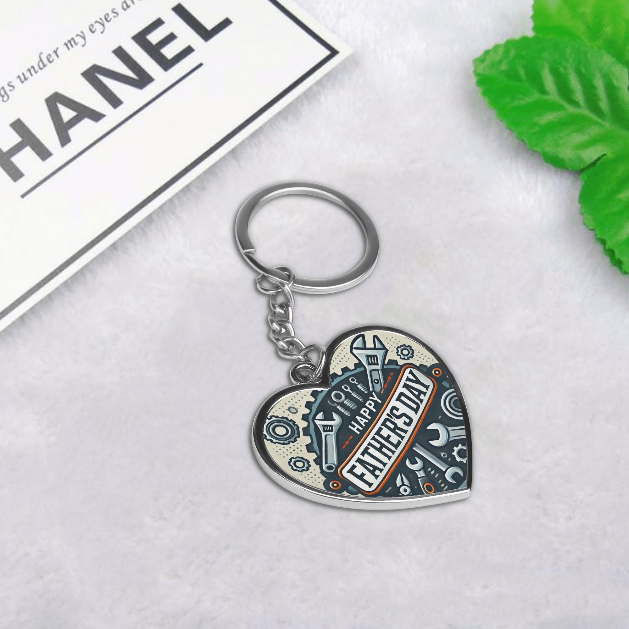 Happy Father's Day Double-Sided Heart Shaped Keychain