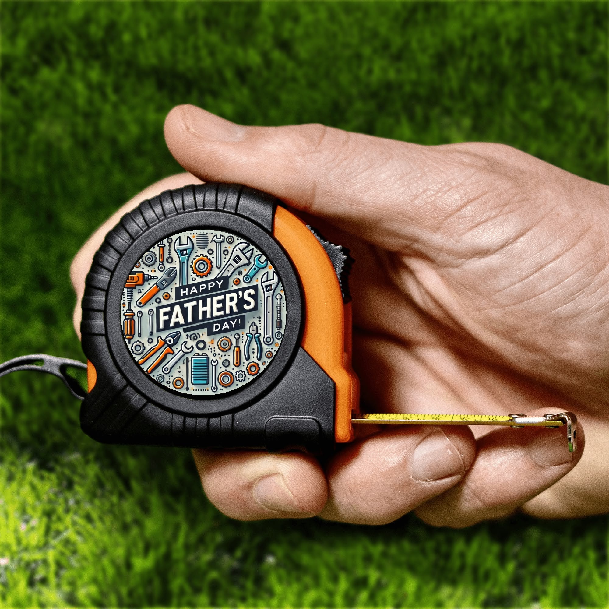 Happy Fathers Day Tool Collage Printed Tape Measure