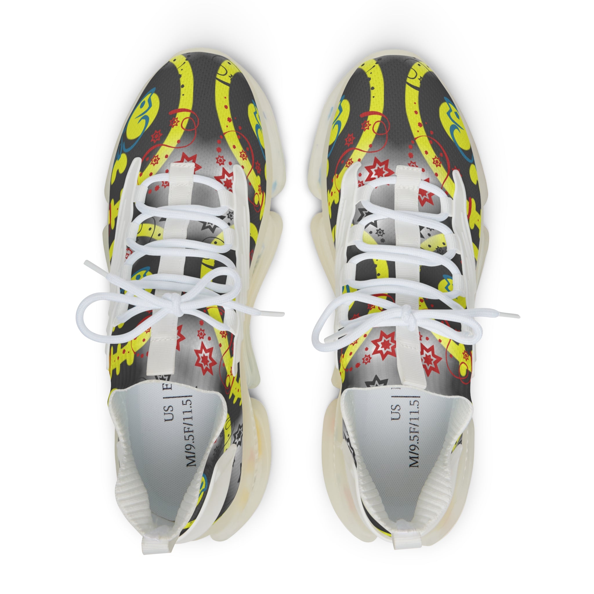 Men's Yellow Graffiti Mesh Sneakers