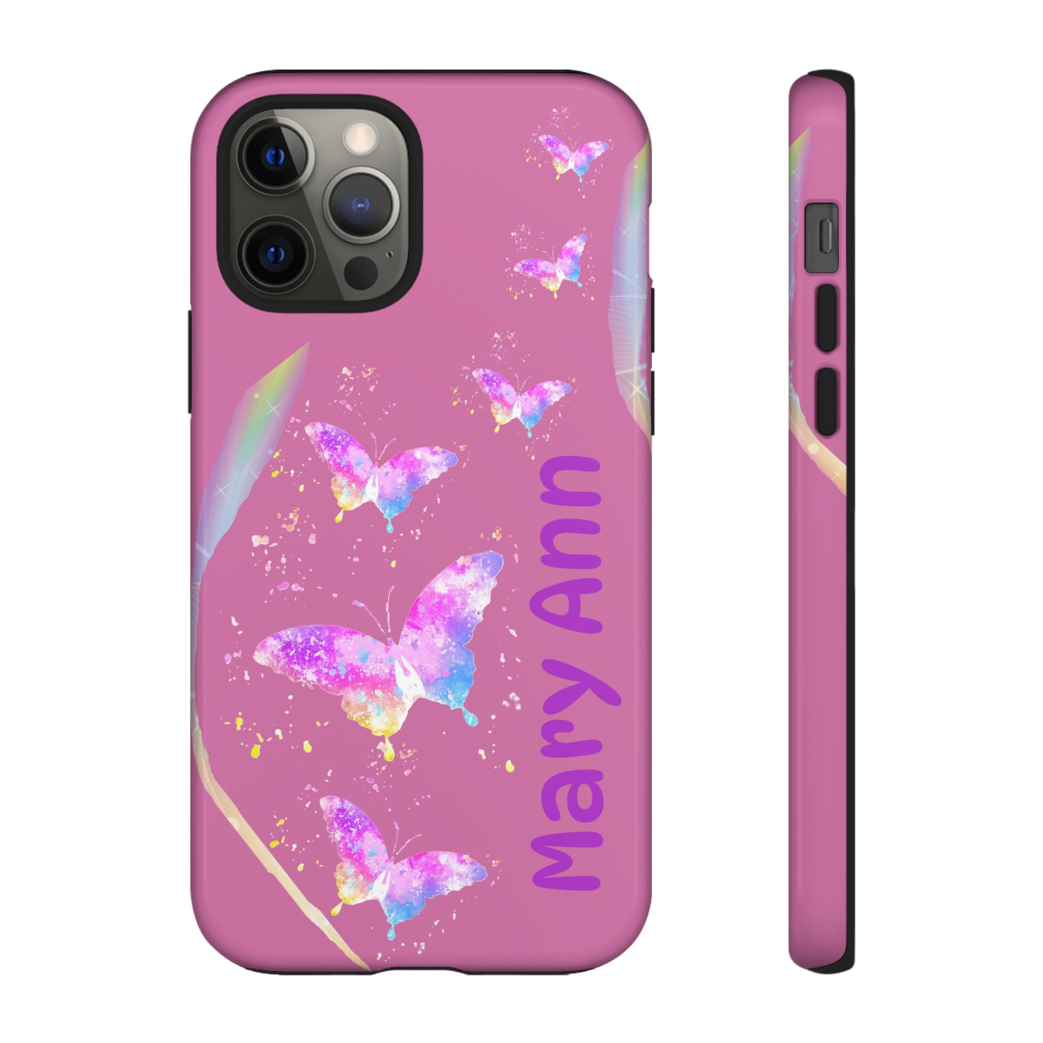 Personalized Butterfly Phone Case, Floral Phone Cover, Customizable Phone Case, Gift for Her, Pastel Decor