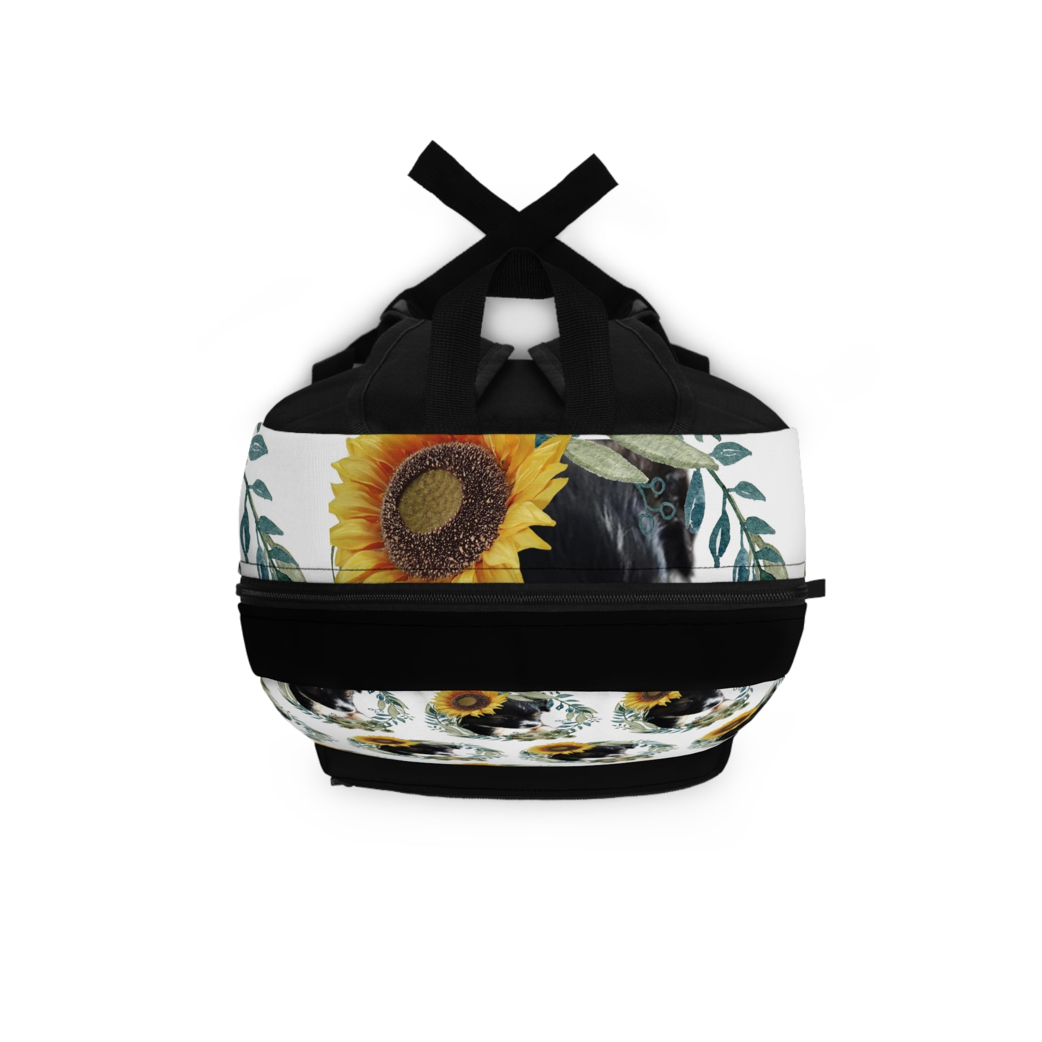 Cute Black Puppy with Sunflower Hat Backpack - Shell Design Boutique