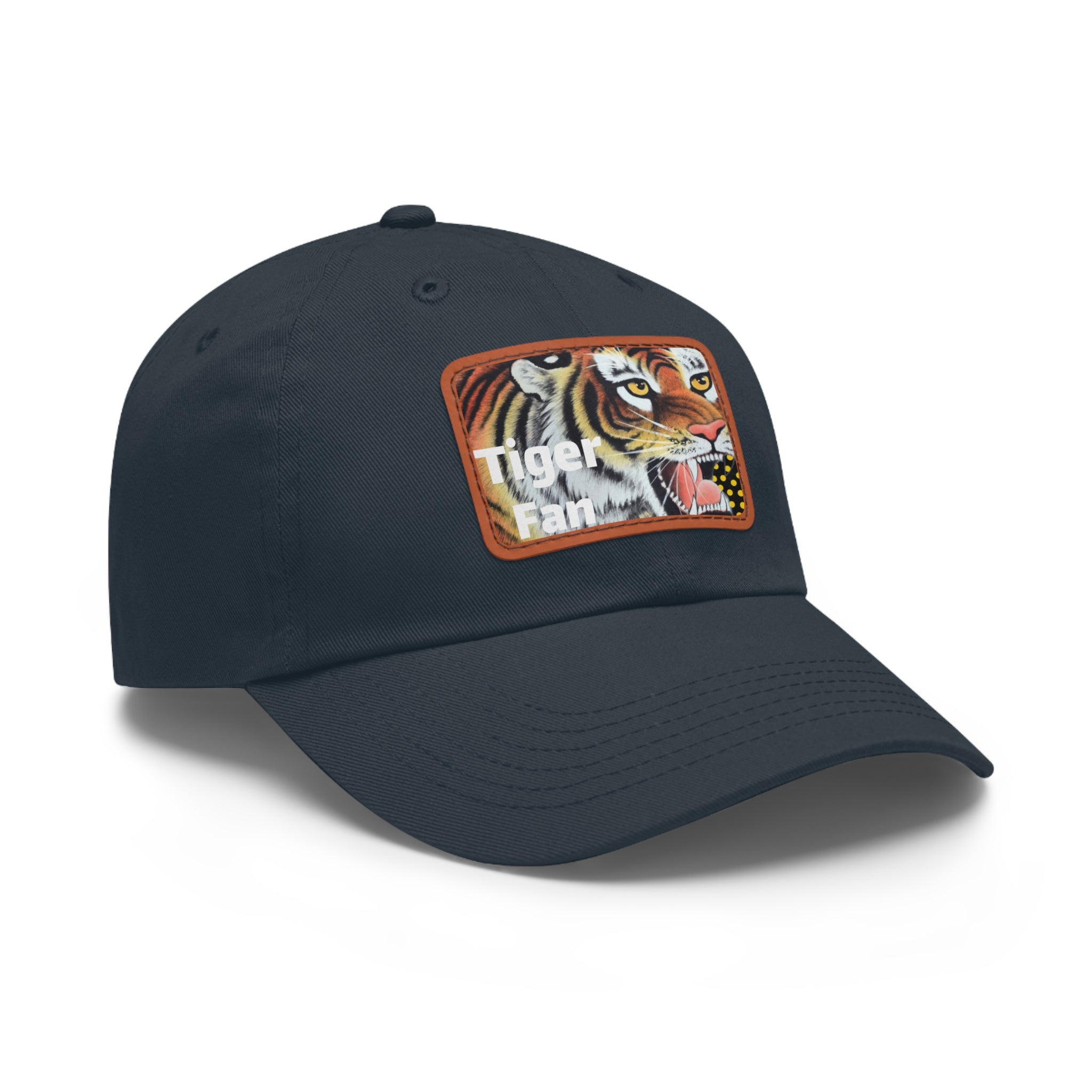 Chapeau de papa unisexe Tigers Fan avec patch en cuir rectangulaire