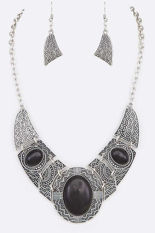 Stone Pave Statement Necklace Set