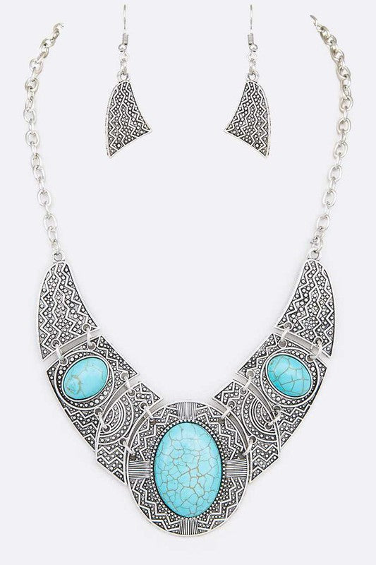 Stone Pave Statement Necklace Set