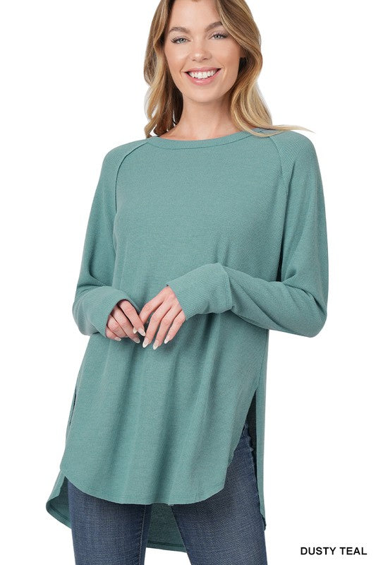 Women's Baby Waffle Raglan Sleeve Shirt