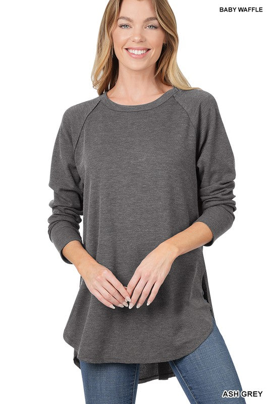 Women's Baby Waffle Raglan Sleeve Shirt