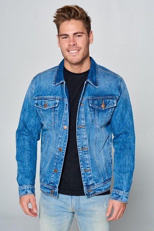 Men's Blue Denim Button Up Jacket