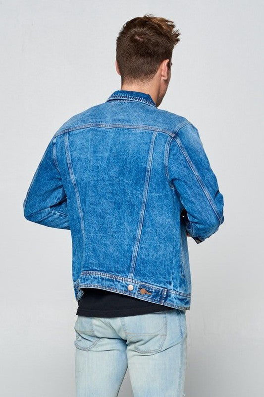 Men's Blue Denim Button Up Jacket