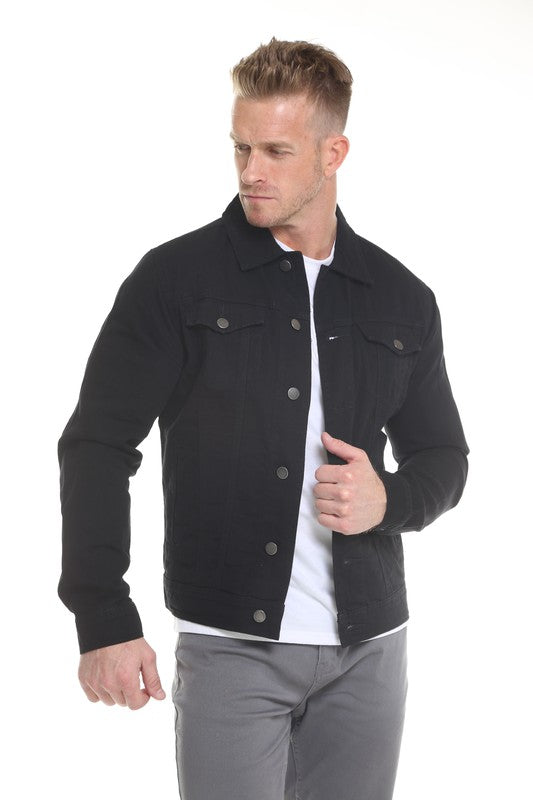 Men's Black Denim Button Up Jacket