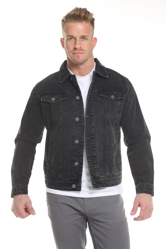 Men's Black Denim Button Up Jacket