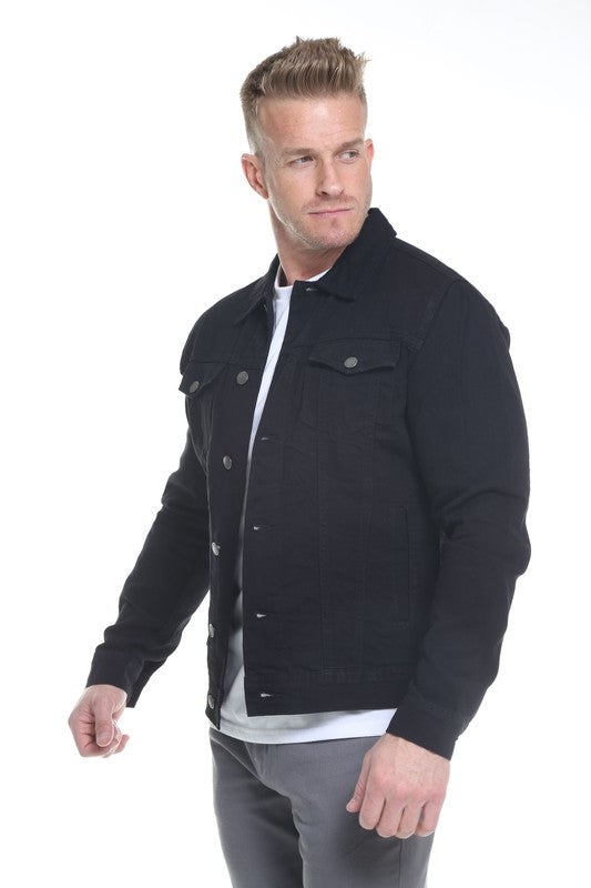 Men's Black Denim Button Up Jacket