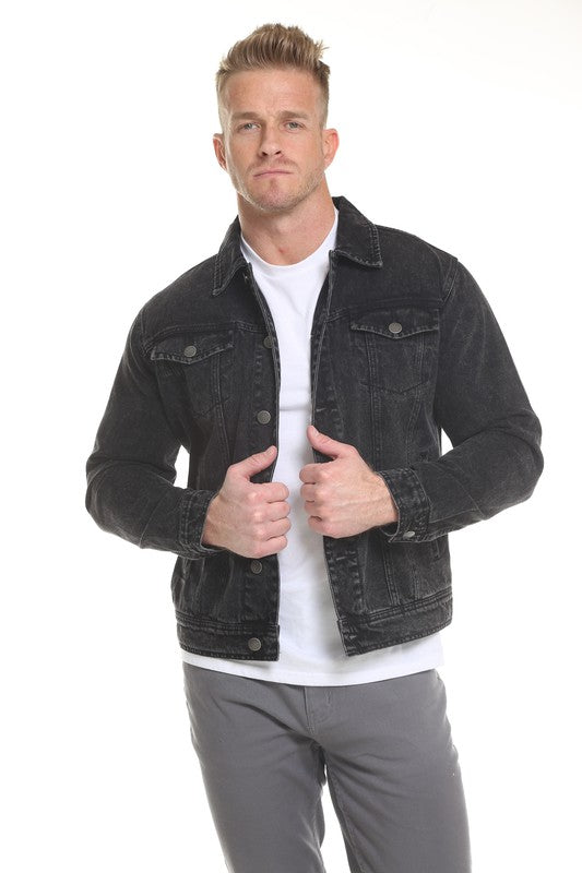 Men's Black Denim Button Up Jacket