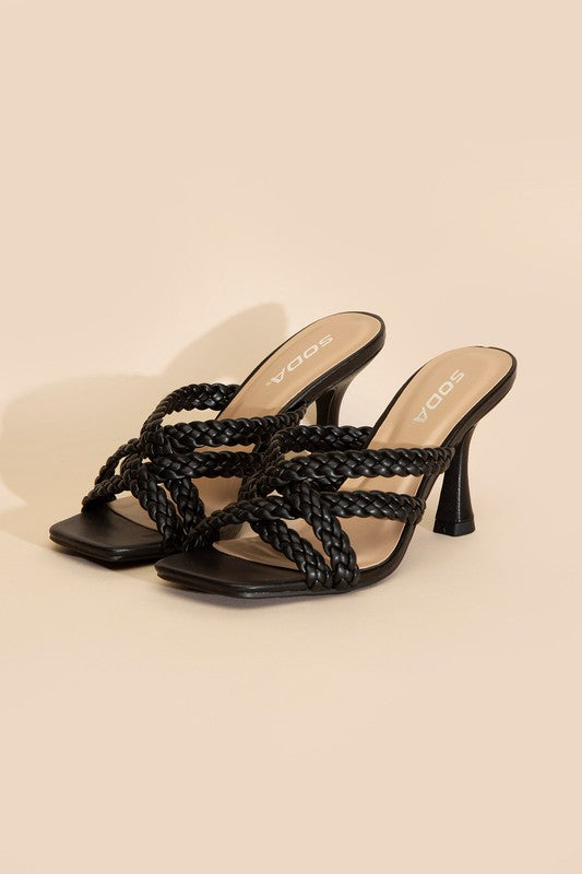 KELLAN-S Double Cross Braided Heel Sandals