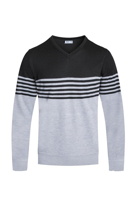 Men's Weiv Knit V-neck Pullover Sweater