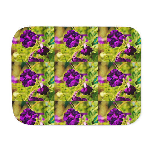 Warm Purple Flowers Sherpa Blanket