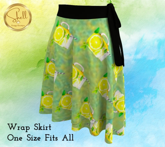 Cold Lemonade on Summer Day Short Wrap Skirt