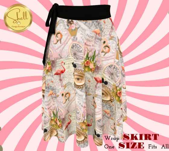 Pink Fashion Collage Short Wrap Skirt