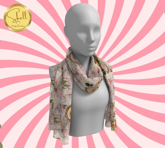 Light Pink Fashion Collage Long Scarf