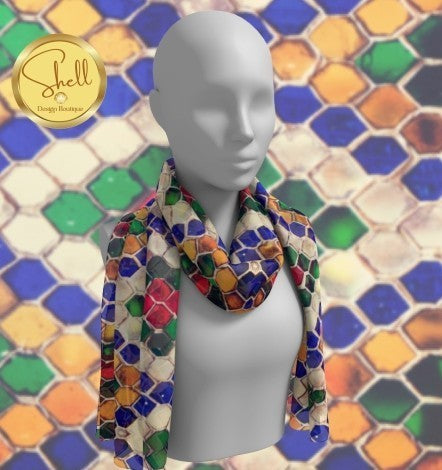 Women's Colorful Diamond Pattern Long Scarf