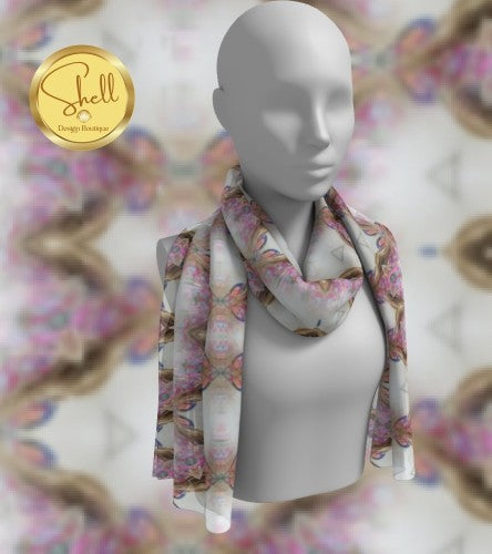 Pink and Gold Pattern Long Scarf