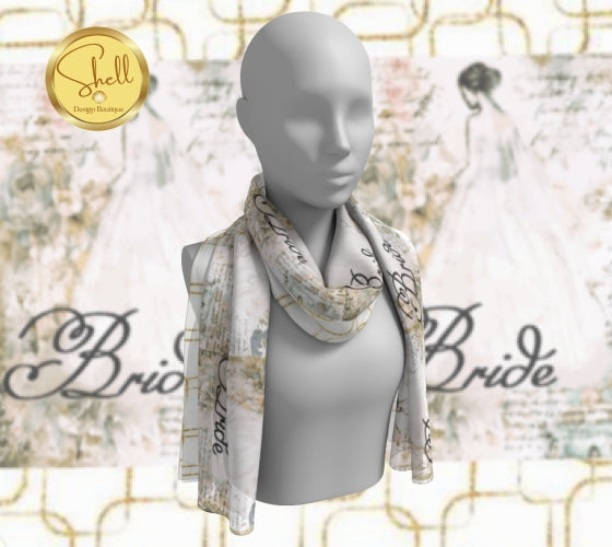 Golden Antique Elegant Bride Long Scarf