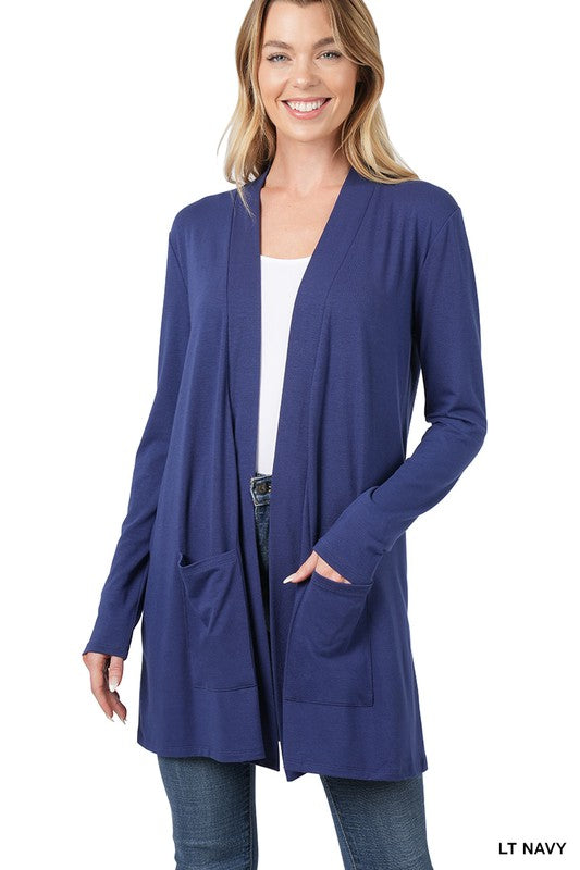 Women's Slouchy Pocket Open Cardigan